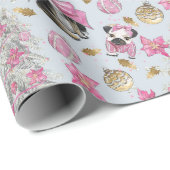Roze Kersthonden Cadeaupapier (Rol Hoek)