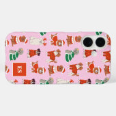 Roze Kersthonden Gepersonaliseerd Meisje Monogram Case-Mate iPhone Case (Achterkant (horizontaal))