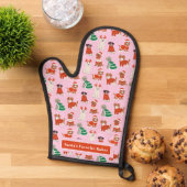 Roze Kersthonden gepersonaliseerd Ovenwant (Top down)