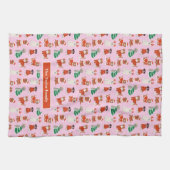 Roze Kersthonden gepersonaliseerd Theedoek (Horizontaal)