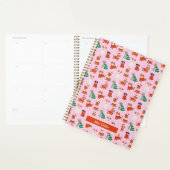 Roze Kersthonden Leraar gepersonaliseerd Planner (Display)