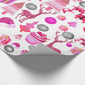 Roze kerstinpakpapier cadeaupapier (Hoek)
