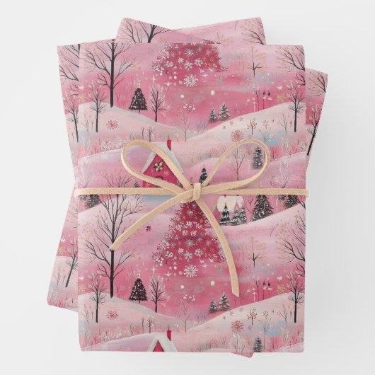  roze kerstinpakpapier inpakpapier vel (In situ)