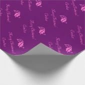 Roze kerstinpakpapier met aangepaste naam cadeaupapier (Hoek)