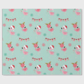 Roze kerstinpakpapier voor Flamingo Cadeaupapier (Vlak)