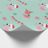 Roze kerstinpakpapier voor Flamingo Cadeaupapier (Hoek)