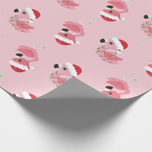 Roze kerstinpakpapier voor Flamingo Cadeaupapier (Hoek)