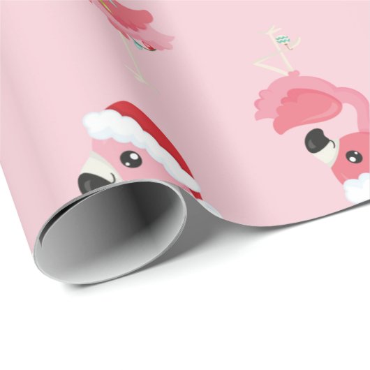 Roze kerstinpakpapier voor Flamingo Cadeaupapier (Rol Hoek)