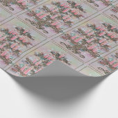 Roze Kerstkaarsen Boom Vintage  Cadeaupapier (Hoek)