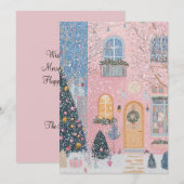 Roze kerstkaart (Voorkant / Achterkant)