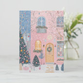 Roze kerstkaart (Staand voorkant)