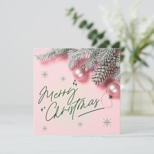 Roze kerstkaart (Staand voorkant)