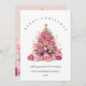 Roze kerstkaart kaart (Voorkant / Achterkant)