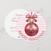 Roze kerstkaart, op maat gemaakt feestdagenkaart (Voorkant / Achterkant)