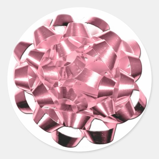 Roze kerstkaartjes voor feestdagen ronde sticker (Voorkant)