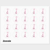 Roze Kerstkabouter Met Wijn Hoed Jolly Ronde Sticker (Vel)