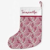Roze kerstkardinaal vogels Persoonlijke naam Kleine Kerstsok (Achterkant)