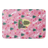 Roze Kerstkat Badmat (Voorkant)