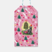 Roze Kerstkat Cadeaulabel (Voorkant)