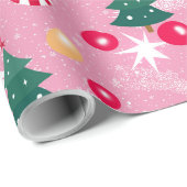 Roze Kerstkat Cadeaupapier (Rol Hoek)