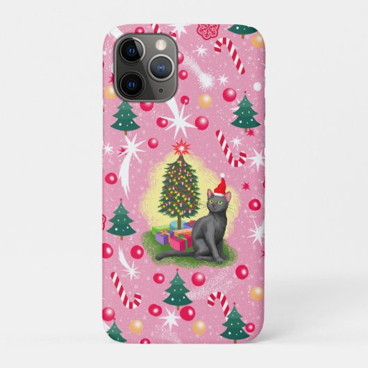 Roze Kerstkat Case-Mate iPhone Case (Achterkant)