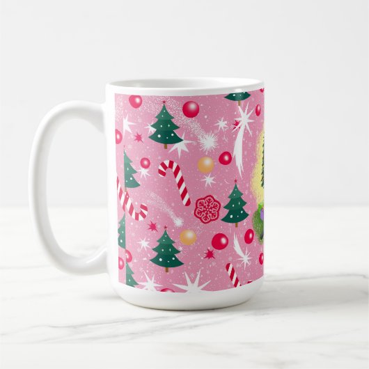 Roze Kerstkat Koffiemok (Links)