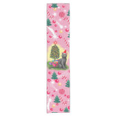 Roze Kerstkat Korte Tafelloper (Voorkant)