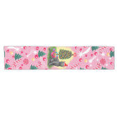 Roze Kerstkat Korte Tafelloper (Horizontaal)