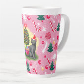 Roze Kerstkat Latte Mok (Rechterhoek)