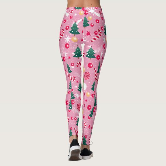 Roze Kerstkat Leggings (Achterkant)