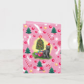 Roze Kerstkat Notitiekaartje (Achterkant)