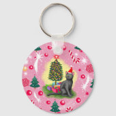 Roze Kerstkat Sleutelhanger (Voorkant)