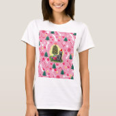 Roze Kerstkat T-shirt (Voorkant)