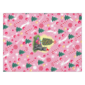 Roze Kerstkat Tafelkleed (Voorkant (Horizontaal))