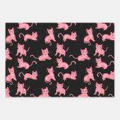 Roze kerstkatten op zwart inpakpapier vel (Voorkant 2)