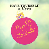 Roze kerstkerst voor sierpleisters raamsticker (Vel 3)