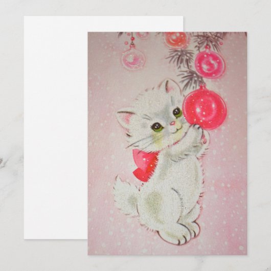  roze kerstkeuken feestdagenkaart (Voorkant / Achterkant)