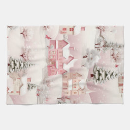 Roze kerstkeukenhanddoek. theedoek