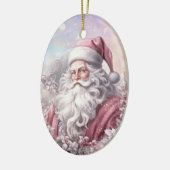  Roze Kerstklassieker Santa Keramisch Ornament (Links)