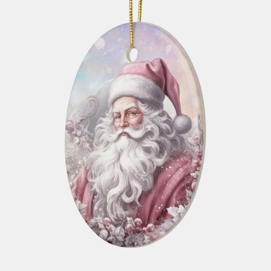  Roze Kerstklassieker Santa Keramisch Ornament (Links)