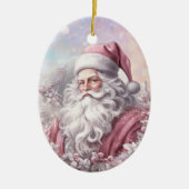  Roze Kerstklassieker Santa Keramisch Ornament (Voorkant)