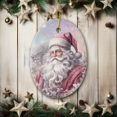 Roze Kerstklassieker Santa Keramisch Ornament