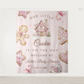 Roze Kerstkoekje Baby shower Meisje Tapestry Wandkleed (Voorkant)