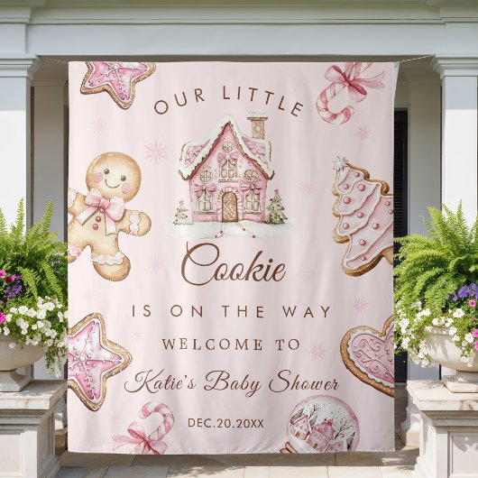 Roze Kerstkoekje Baby shower Meisje Tapestry Wandkleed