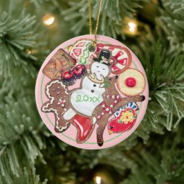 Roze kerstkoekje Exchange Bord Datum naam Keramisch Ornament