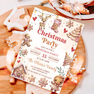 Roze Kerstkoekje Kerstfeest Uitnodiging