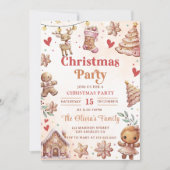 Roze Kerstkoekje Kerstfeest Uitnodiging (Voorkant)