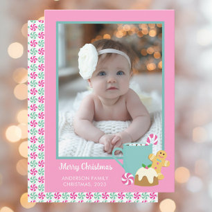 ROZE KERSTKOEKJES EN CACAO FEESTDAGENKAART