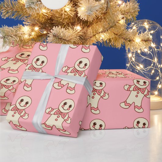 Roze kerstkoekjes inpakpapier (Feestdagen)