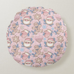 Roze kerstkoekjes rond kussen